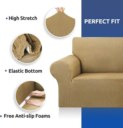 Stretch Oversized Couch Covers for Sofa Slipcover, Tan | 1-Piece Washable Sofa - Image 6