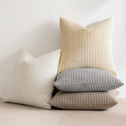 MIULEE Neutral Harmony Decorative Pillow Covers 18x18 Inch Set of 4 Rustic - Image 2