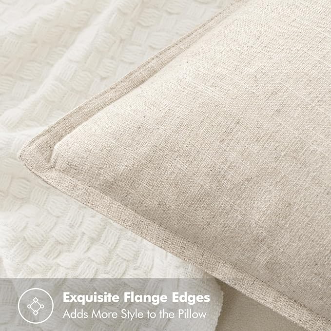 MIULEE Decorative Linen Lumbar Pillow Cover 12x20 Inch Natural Beige | Boho - Image 5