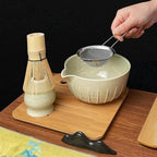 Matcha Whisk Set (7pcs) - Matcha Set with Whisk,Pouring Spout Bowl(15oz),Chasen Holder,Powder Sifter,Bamboo Scoop with Stand,Tea Cloth,Perfect Tools Kit for Tea Ceremony(Celadon Green)