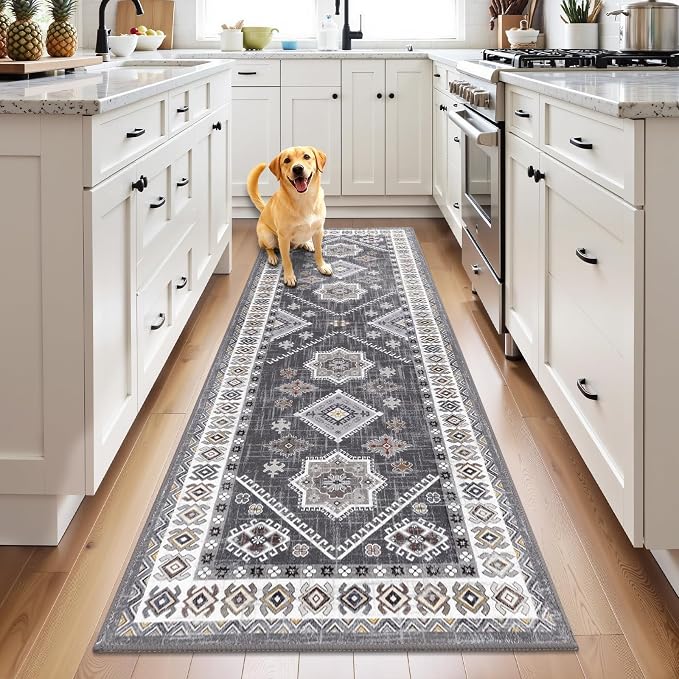 HEBE Boho Kitchen Mats for Floor 24''x72'', Non Slip Washable Runner Rug | by HEBE