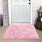Small Area Rug for Bedroom 2x3ft Mini Tie-Dye Pink Fluffy Rug Mat Bedside Throw by JiaoBaba