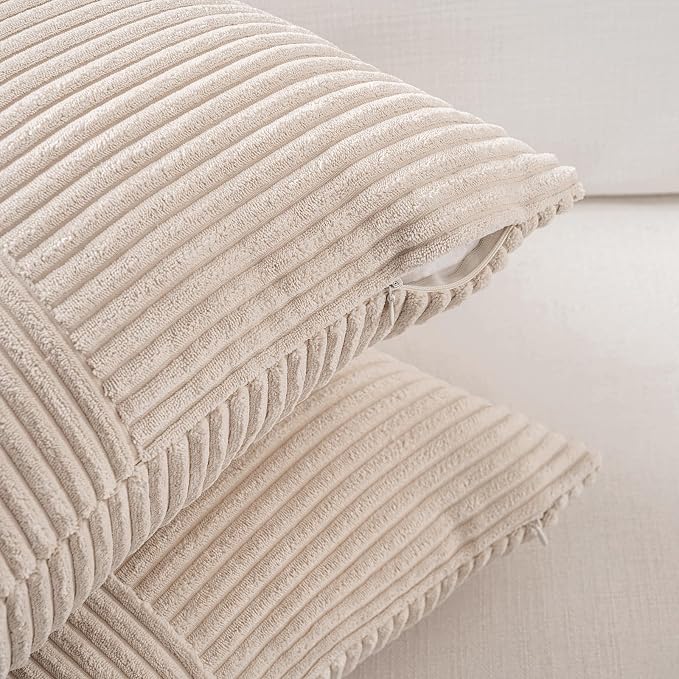 Fancy Homi 2 Packs Tan Euro Decorative Throw Pillow Covers 28x28 Inch - Image 4