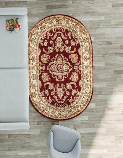 Rugs.com Aditi Collection Rug – 5x8 Oval Red Medium-Pile Rug Perfect - Image 6