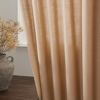 Camel Linen Curtains for Living Room Extra Long 112 Inches Long Back Tab Light - Image 9
