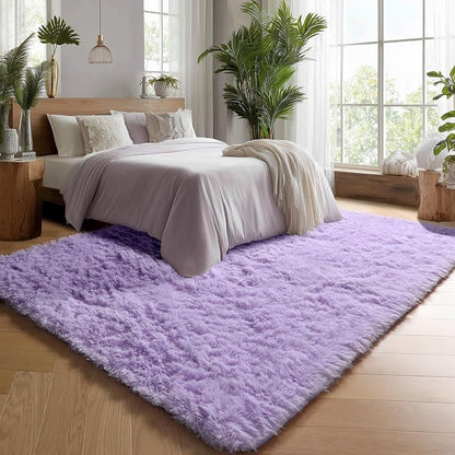 Purple Rugs for Living Room Bedroom, 5x8 Fluffy Bedside Area Rug, Soft Plush - Image 4