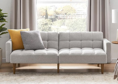 mopio Aaron 76.8" Couch, Small Futon Sofa Bed, Mid Century Modern Futon Couch by MopioInc