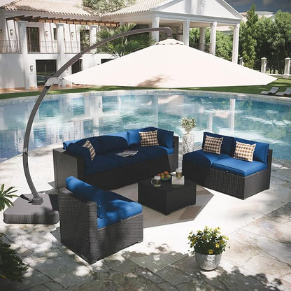 Aoxun Patio Furniture Set with Umbrella, 8 Piece Outdoor Sectional Sofas - Image 9