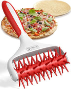 Orblue Pizza Dough Docker, Pastry Roller with Spikes, Pizza Docking Tool for Home & Commercial Kitchen - Pizza Making Accessories that Prevent Dough from Blistering, Red