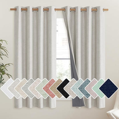 NICETOWN Snowbound Vintage Linen 100% Blackout Curtains by NICETOWN