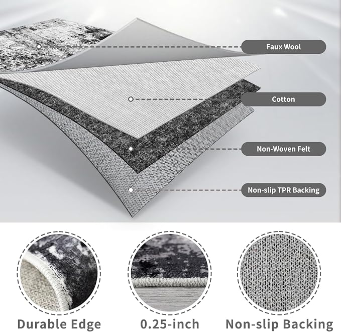 3x10 Washable Runner Rugs for Hallway: Easy-to-Clean Abstract Runners for - Image 7
