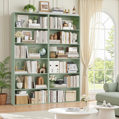 FOTOSOK 6-Tier Open Bookcase and Bookshelf Set of 2, Freestanding Display - Image 5