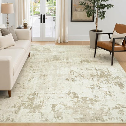 Rugflix 5x7 Area Rugs for Living Room, Washable Linen Beige Large Rug | Machine by RugflixAreaRugs