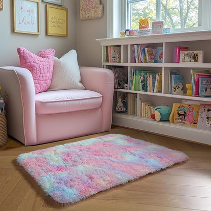 Amdrebio Rainbow Unicorn Pastel Small Mini Area Rug 2x3 - Image 6