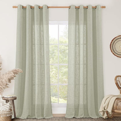 96 Inch Long Sheer Linen Curtains by LAMIT