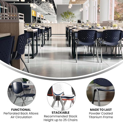 Flash Furniture HERCULES Series 880 lb. Capacity Navy Plastic Stack Chair - Image 4