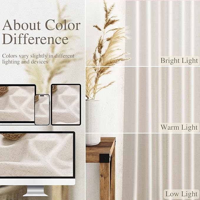 Beige Curtains for Kitchen Windows Over Sink 36 inch Length Rustic Farmhouse - Image 3