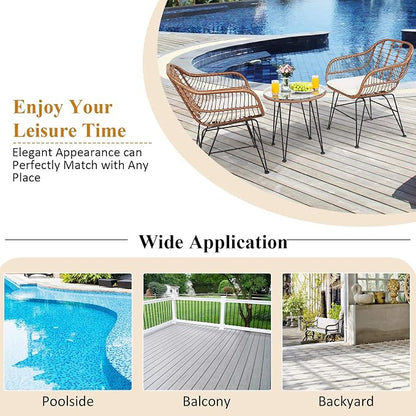 Tangkula 3 Pieces Patio Conversation Bistro Set, Outdoor Wicker Furniture - Image 8