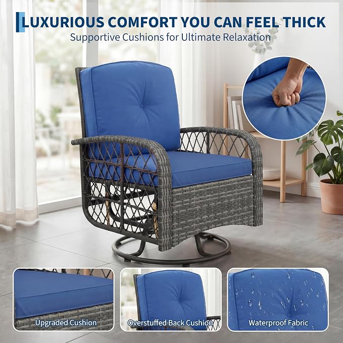 3-Piece Patio Furniture Set, 2 Swivel Rocking Chairs - Image 6