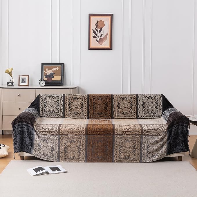 Boho Throw Blanket, Chenille Jacquard Tassels Throw Blankets - Image 7