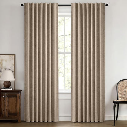 MIULEE 100% Blackout Linen Curtains 42 x 63 Inch Copper Brown 2 Panels | by MIULEE