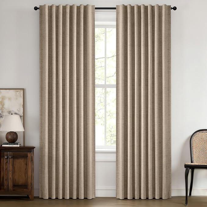 MIULEE 100% Blackout Linen Curtains 42 x 72 Inch Copper Brown 2 Panels | by MIULEE