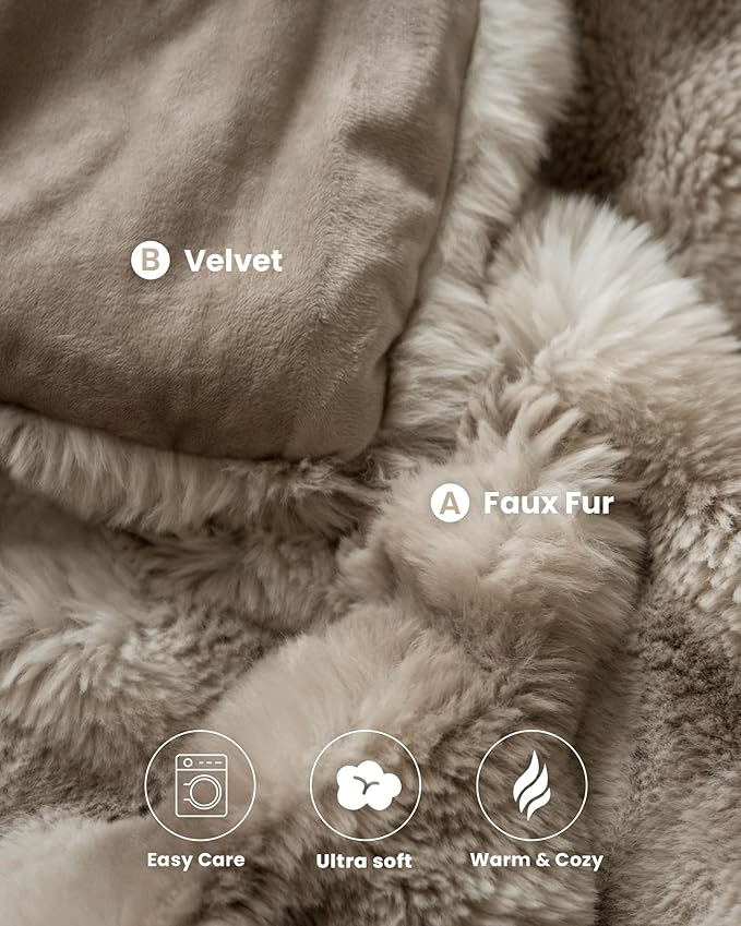 Ultra Soft Cozy Faux Fur Throw Blanket, Fuzzy Plush Thick Bubble Blanket - Image 4