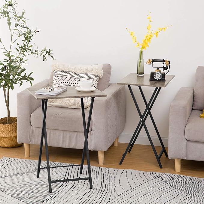 HOOBRO Folding TV Tray Tables, Industrial Snack Tables - Image 2