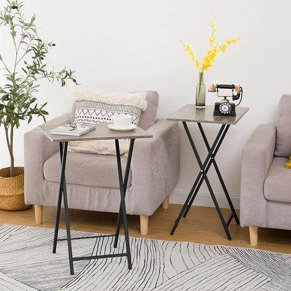 HOOBRO Folding TV Tray Tables, Industrial Snack Tables - Image 2