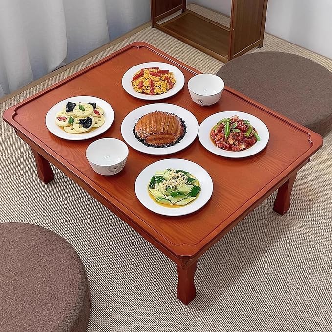 Rectangle Folding Low, Japanese Style Solid Wood Floor Table - Image 5