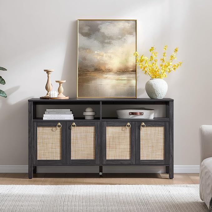 SICOTAS Rattan TV Stand for Television up to 120 Inch - Image 8