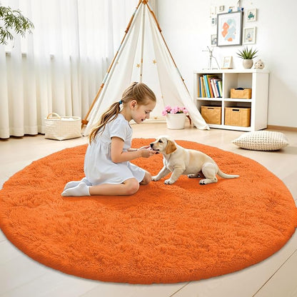 OLANLY Orange Round Rugs for Bedroom - Image 2