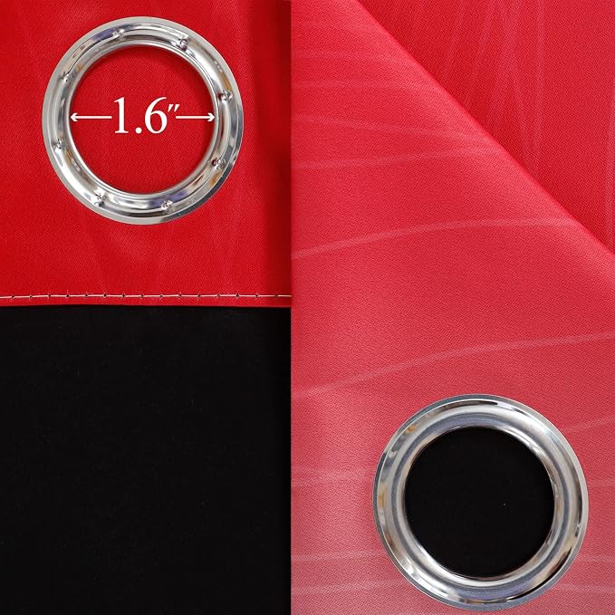 Red and Black Ombre Blackout Bedroom Curtains 63 Inch Long | Room Darkening - Image 7
