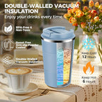 Volhoply 13 oz Stainless Steel Insulated Travel Coffee Mug with Fip Lid Bulk 4 Pack,Reusable Double Wall Vacuum Metal Coffee Cup,Portable Leak Proof Thermal Tumbler for Hot & Cold Drinks(Fog,4)