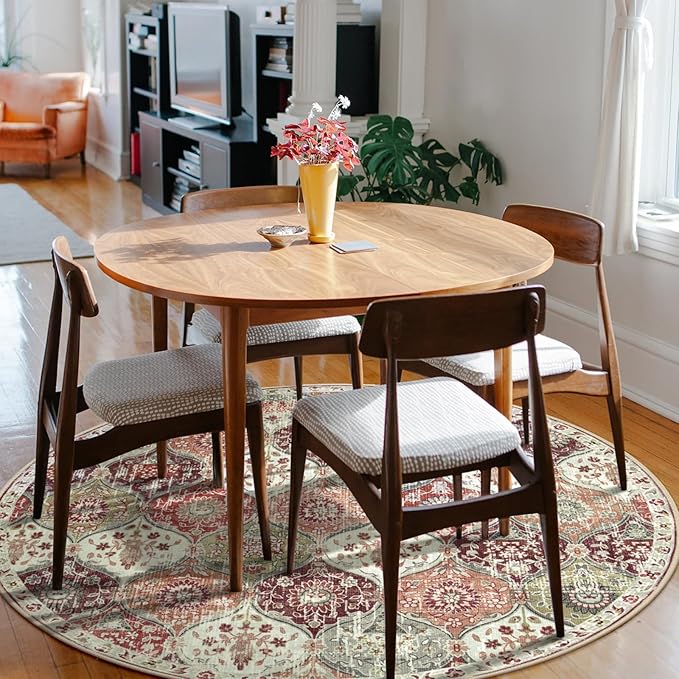 Lahome Moroccan Washable Round Area Rug, Soft Round Rugs 6ft Ultra-Thin | - Image 3