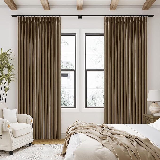 Dutch Cocoa Pinch Pleated 100% Blackout Linen Curtains 84 Inch Length 40x84 | - Image 7