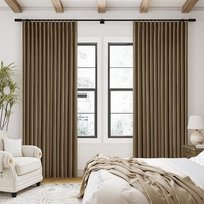Dutch Cocoa Pinch Pleated 100% Blackout Linen Curtains 84 Inch Length 40x84 | - Image 7