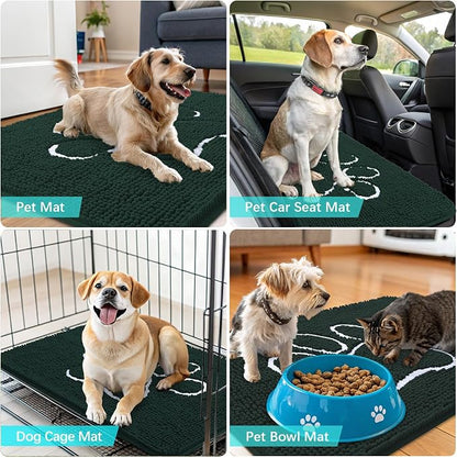 OLANLY Dog Door Mat for Muddy Paws 59x24, Paw Print Design Chenille Mud Mat | - Image 7