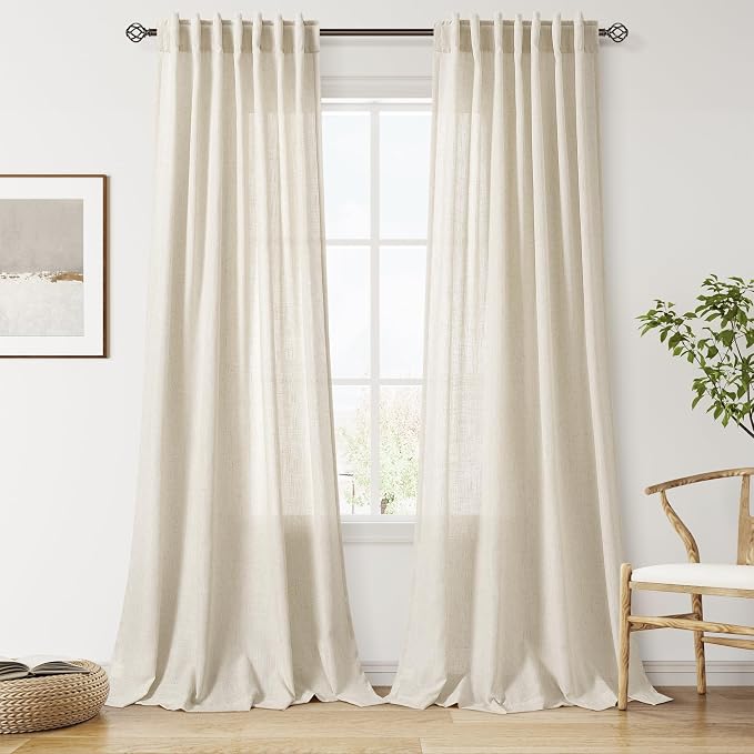Vanilla Linen Curtains 96 Inches Long by Nanspring