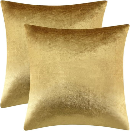 GIGIZAZA Gold Velvet Pillow Covers 18x18 Decorative Pillows Pack of 2 | Throw by GIGIZAZAFocusingonhomedecoration
