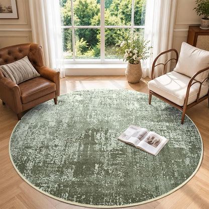 4Ft Round Area Rugs for Living Room, Soft Non-Slip Washable Rugs Modern by Cuzwlovita