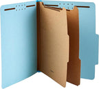 Amazon Basics Classification Folder with Prongs, 100% Recycled, 2 Dividers, 2" Embedded, 12.17 x 10.39 inch (Letter) Size, Light Blue, 10 Count per Box