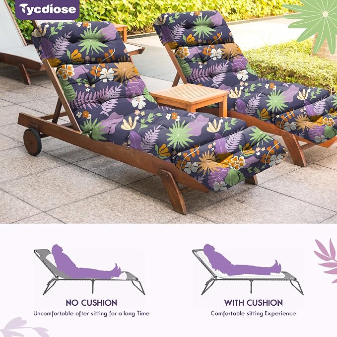 Outdoor Chaise Lounge Chair Cushion Set of 4, Waterproof 74.4 x 22 x 4.7 Inches - Image 6