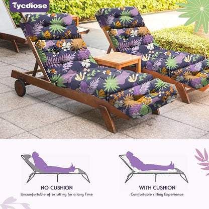 Outdoor Chaise Lounge Chair Cushion Waterproof 74.4 x 22 x 4.7 Inches Thickened - Image 6