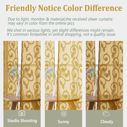 Furman Cafe Curtains 36 Inch Length 2 Panels Set, Elegant Geometric Jacquard - Image 5