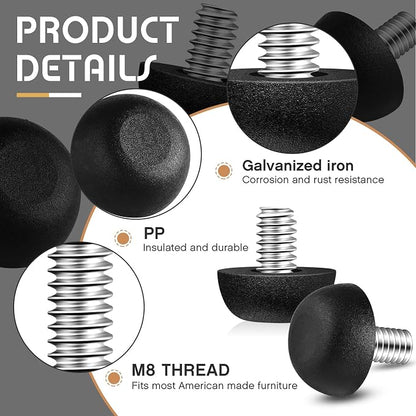 Dunzy 20 Pcs M8 Adjustable Furniture Levelers 20 Pcs, Screw-in Leg Leveling Feet - Image 3