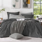 Monbix Full Size Comforter Set, Dark Grey Bedding Comforter by Monbix