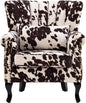 Cow Print Accent Chair Modern Velvet Armchair Tufted Wingback Club Chair Single by DMFurniture