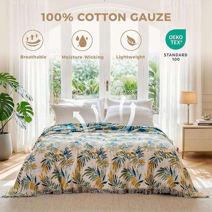LUTBM Boho Throw Blanket for Bed Cotton Summer Blankets Twin Size for Bedroom - Image 2