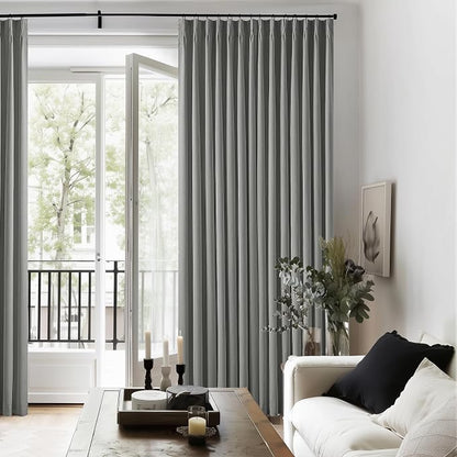 Grey Pinch Pleated 100% Blackout Linen Curtains - Image 7